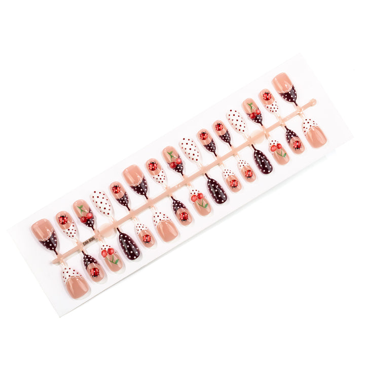 Artistic Ladybug and Cherry Press-On Nail Set