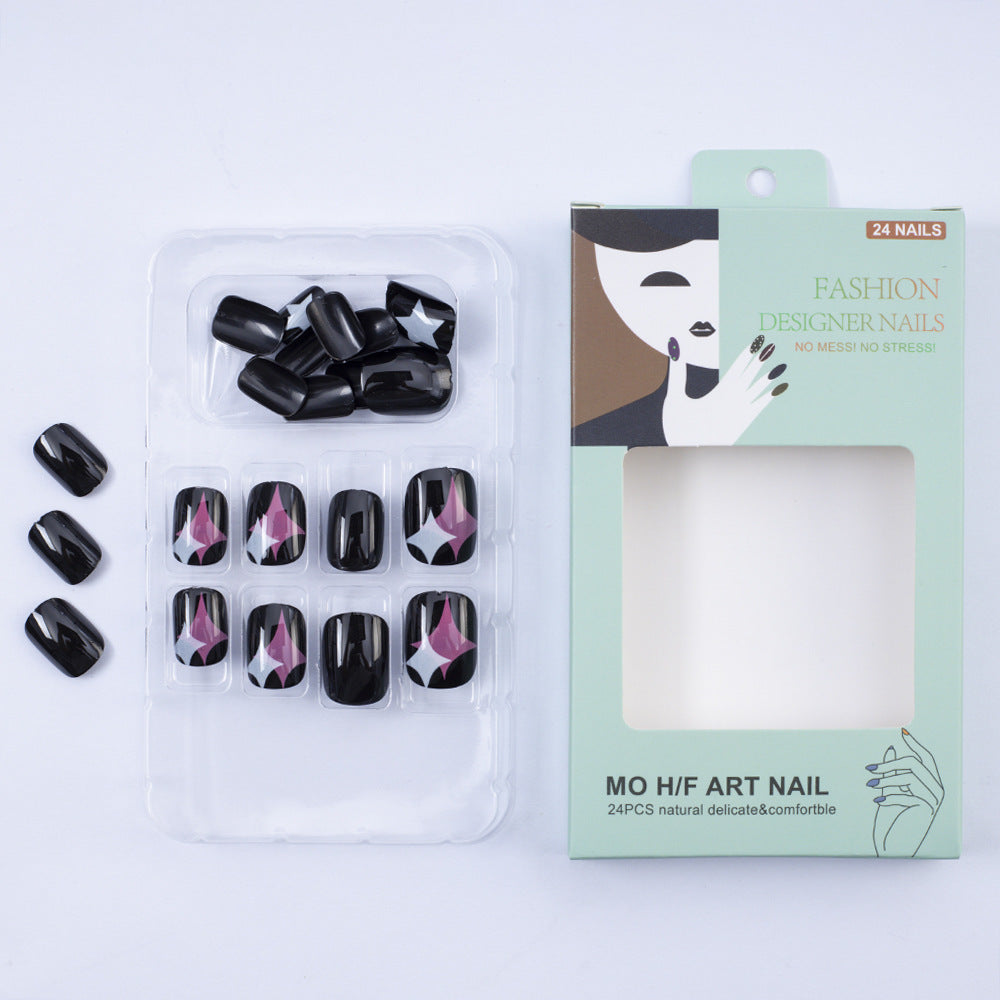 Artificial Nail Set with Modern Star Patterns Bowlift