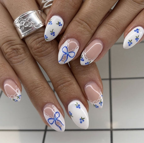 Elegant Floral Stiletto Press-On Nails