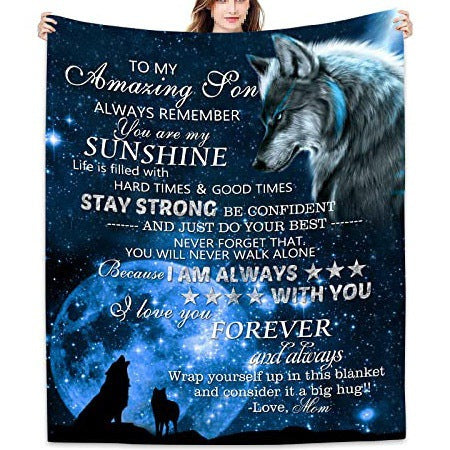 Sentimental Fleece Throw Blanket With Lion And Cub Graphic And Heartfelt Message For Dad