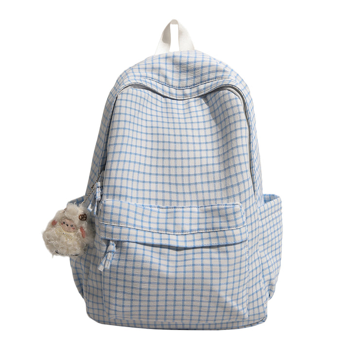 Checkered Patterned Multi-Pocket Backpack Bowlift