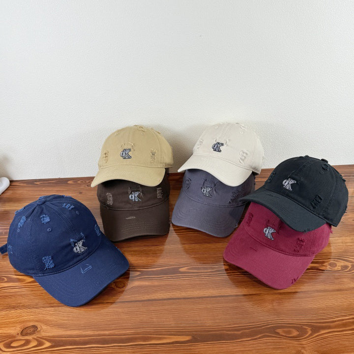 Men's Distressed Adjustable Baseball Cap Bowlift
