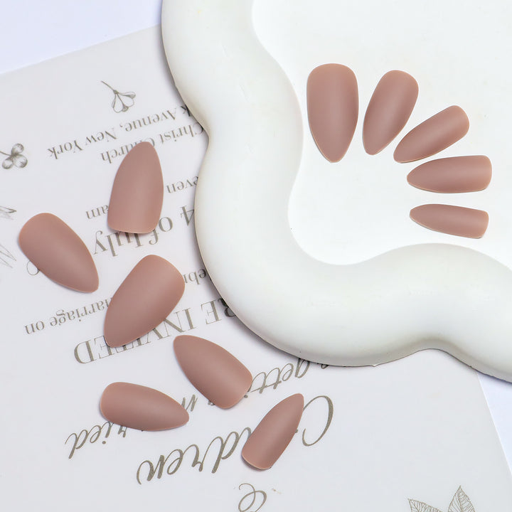 Matte Almond-Shaped Press-On Nail Tips Bowlift
