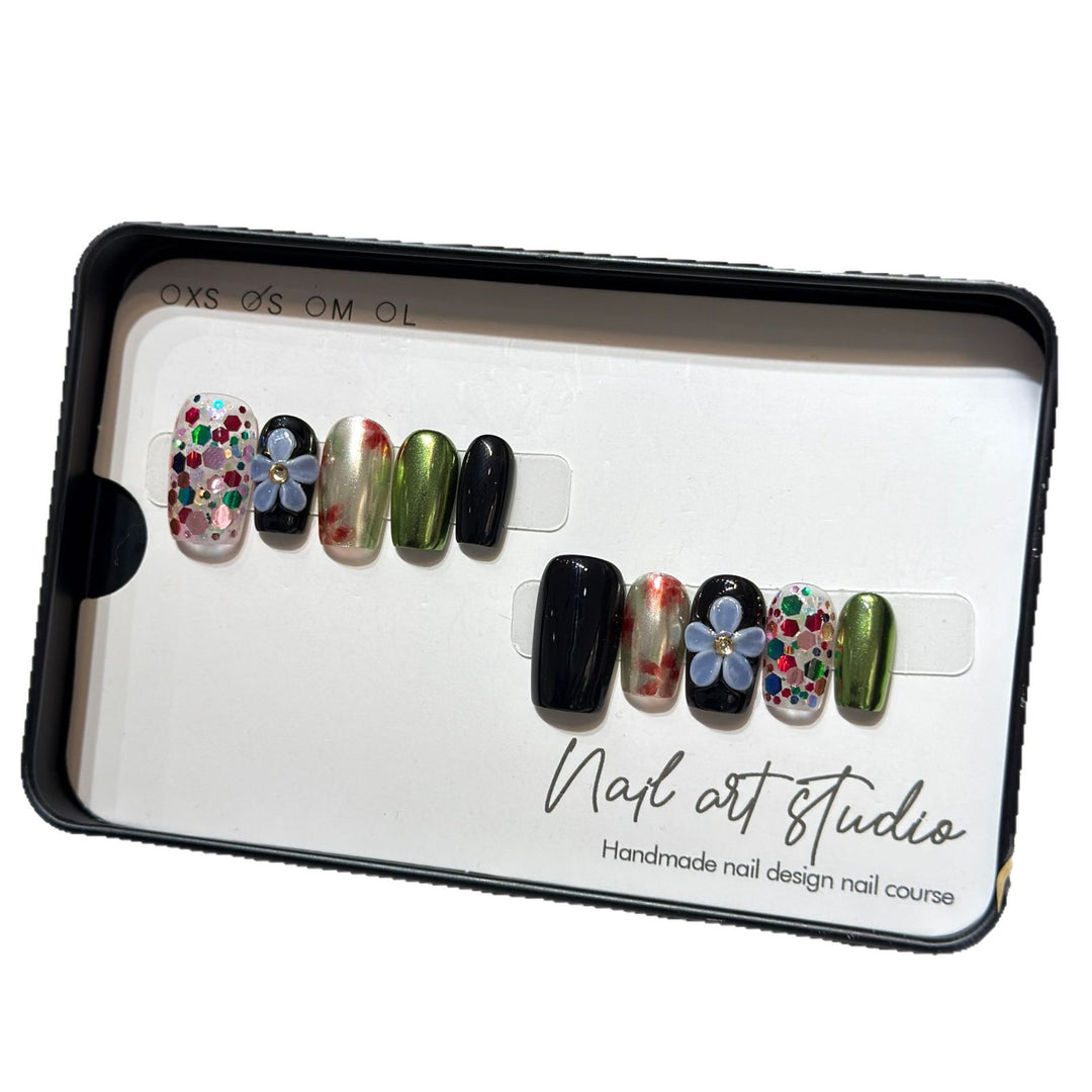 Artistic Floral-Inspired Press-On Nail Set Bowlift
