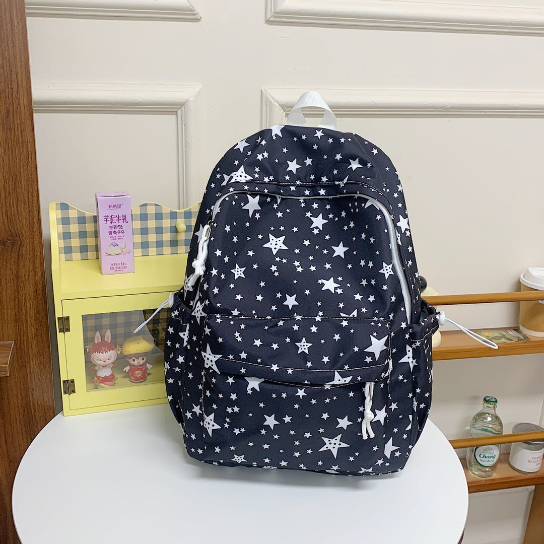 Starry Print Multi-Pocket Backpack Bowlift