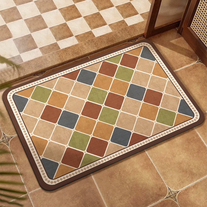 Colorful Patchwork Design Floor Mat Bowlift