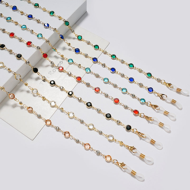 Elegant Rhinestone and Gemstone Eyewear Chain Bowlift