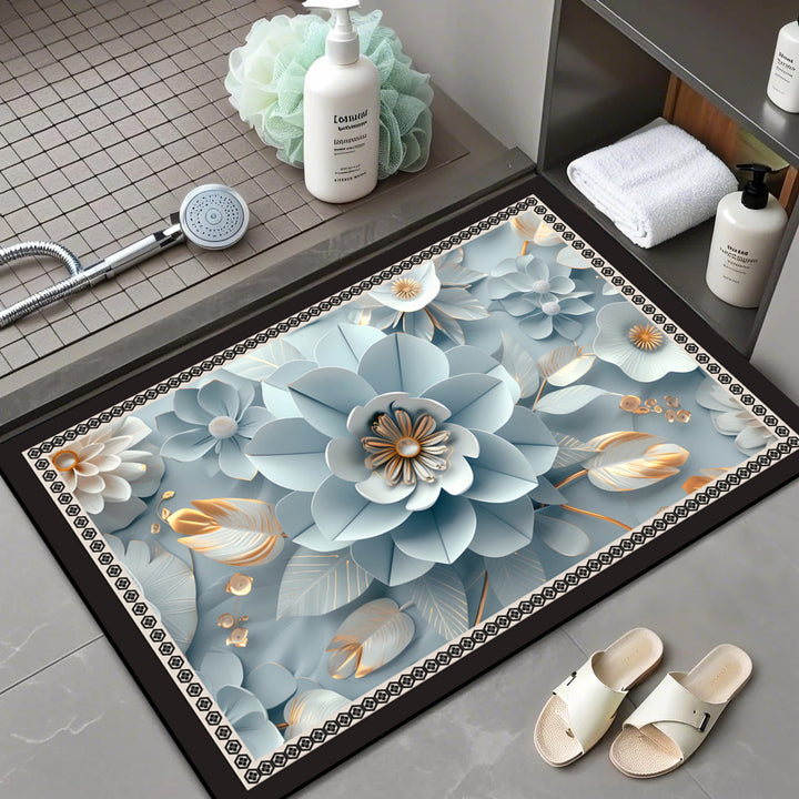 Floral Patterned Bath Mat Bowlift
