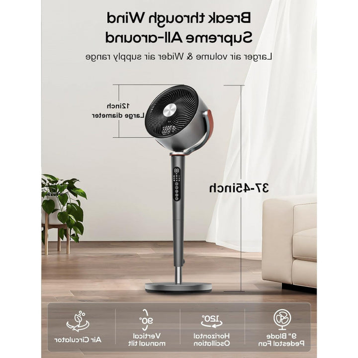 Unisex Stand Fan with High-Performance Features and Remote Control Bowlift