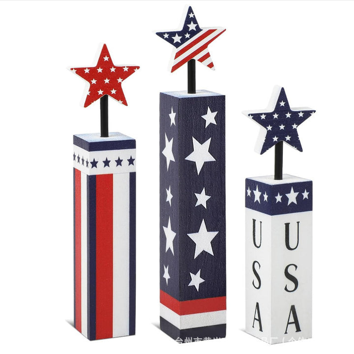 Unisex decorative wooden column decor set with star toppers and glitter surface Bowlift
