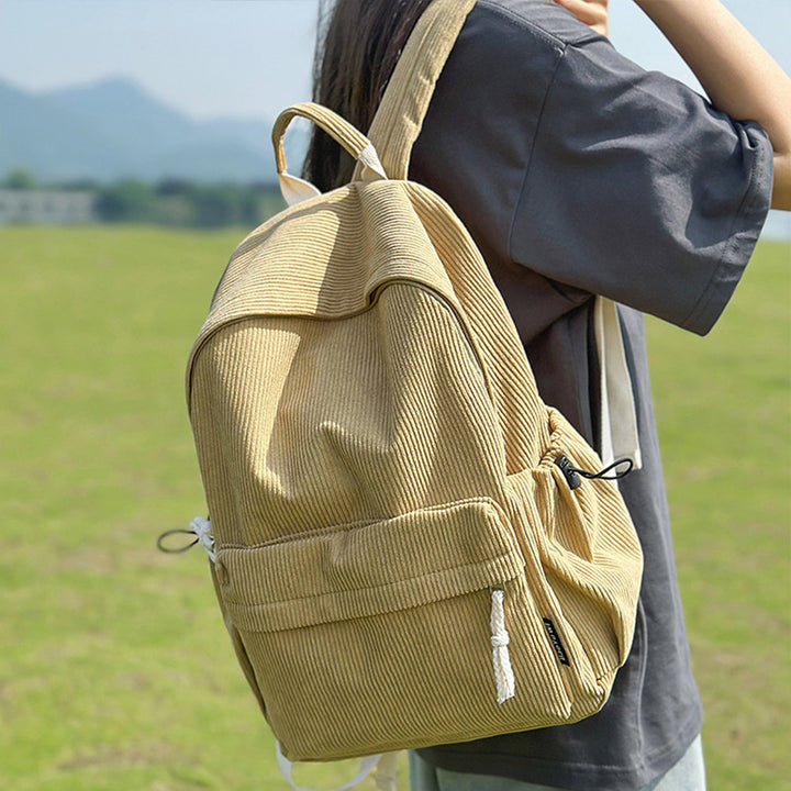 Corduroy Textured Casual Backpack Bowlift