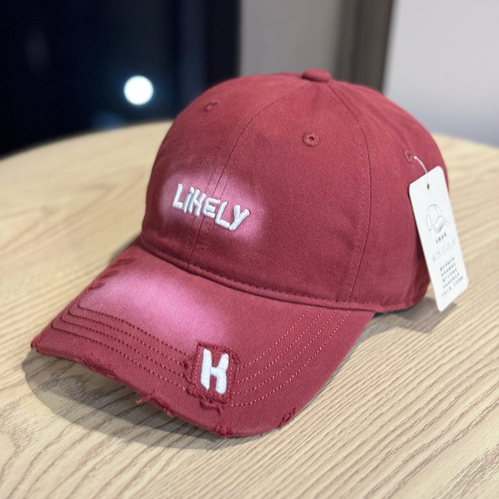Women's Distressed Embroidered Baseball Cap Bowlift