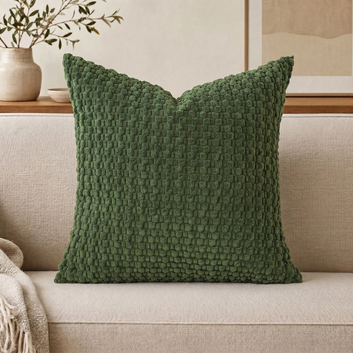 Textured chenille waffle throw pillow with plush insert Bowlift