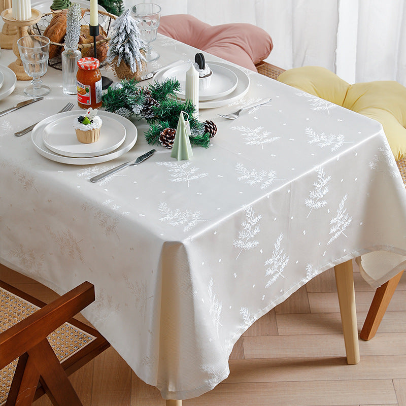 Rectangular premium table linen made of jacquard polyester with subtle frost floral embossing Bowlift