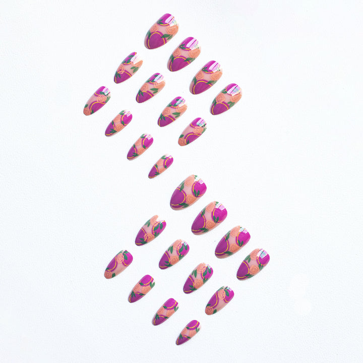Floral Rose Acrylic Nail Art