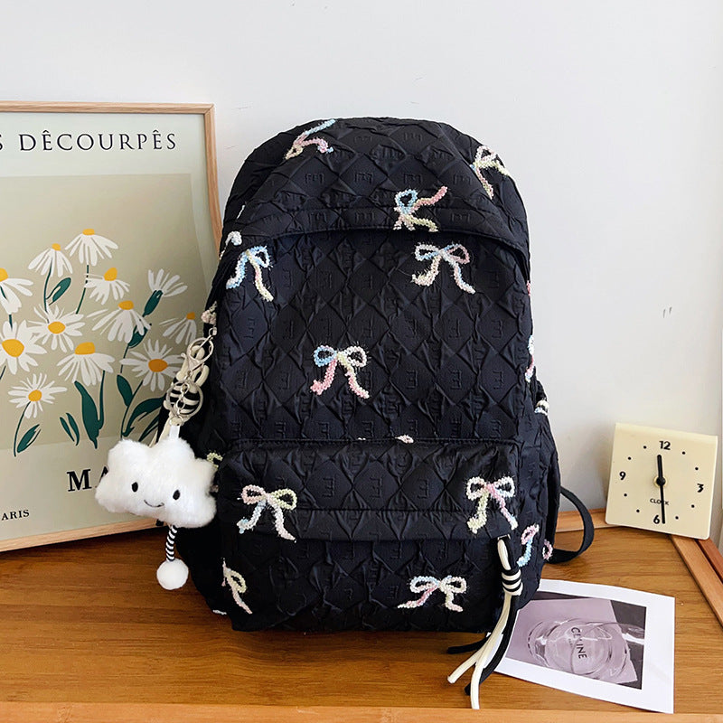 Embroidered Quilted Backpack Bowlift
