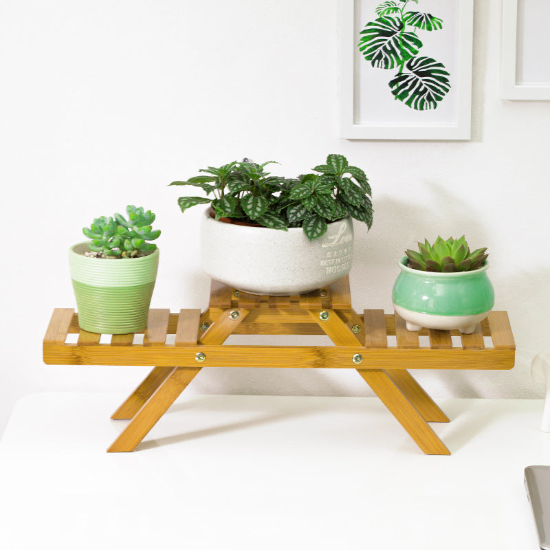 Flower rack made of durable bamboo with two levels Bowlift