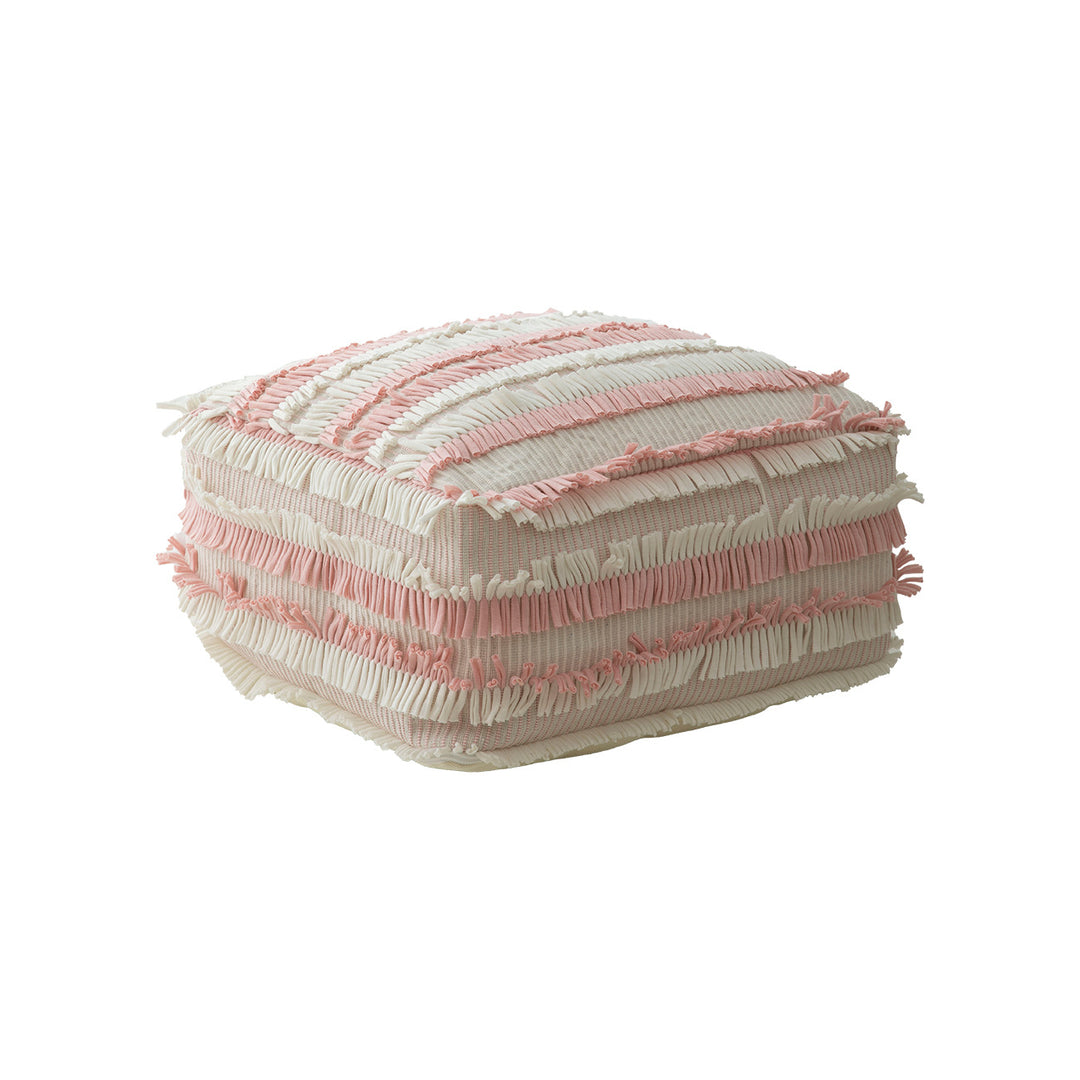 Floor cushion pouf with structured fringe surface Bowlift