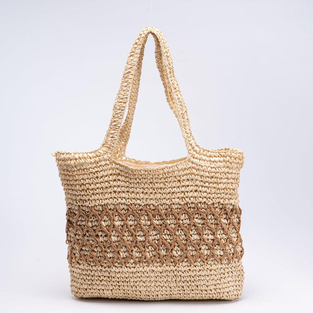 Handmade straw tote bag with decorative pattern Bowlift