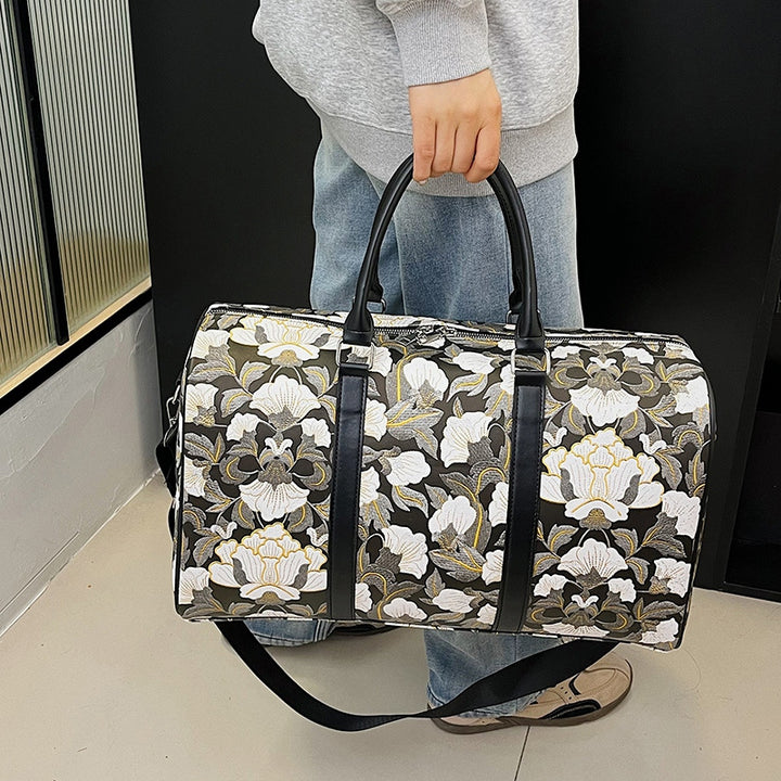 Elegant Floral Print Travel Duffle Bag Bowlift