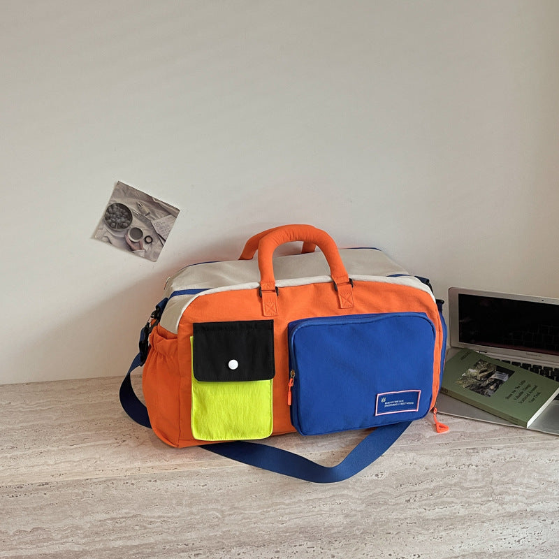 Vibrant Color Block Travel Duffel