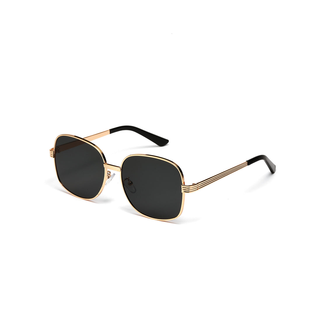 Ladies fashionable angular sunglasses with luxurious golden frame Bowlift