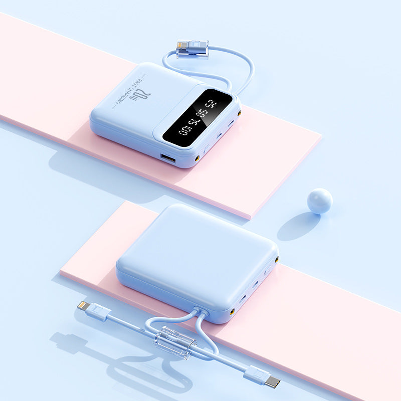 Portable power bank with integrated charging cable and digital display Bowlift