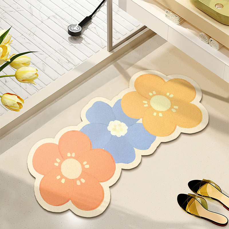 Floral Pattern Water-Absorbent Bath Mat