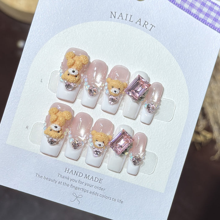 Cute Animal-Inspired Press-On Nail Art Set Bowlift