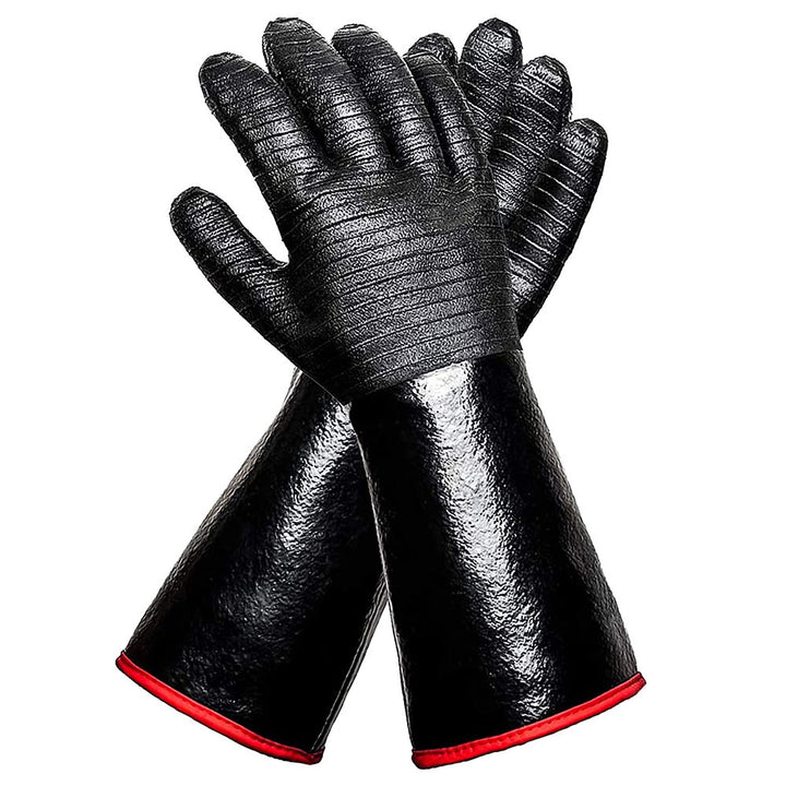 High Heat Resistant BBQ Gloves with Non Slip Silicone Grip and Extended Cuff for Grilling and Oven Use Bowlift