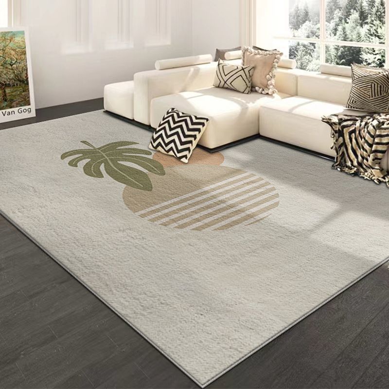 Textured Leaf Print Area Rug