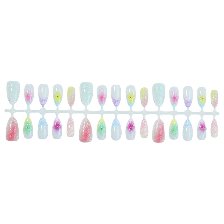 Decorative Floral Nail Art Press-On Set Bowlift