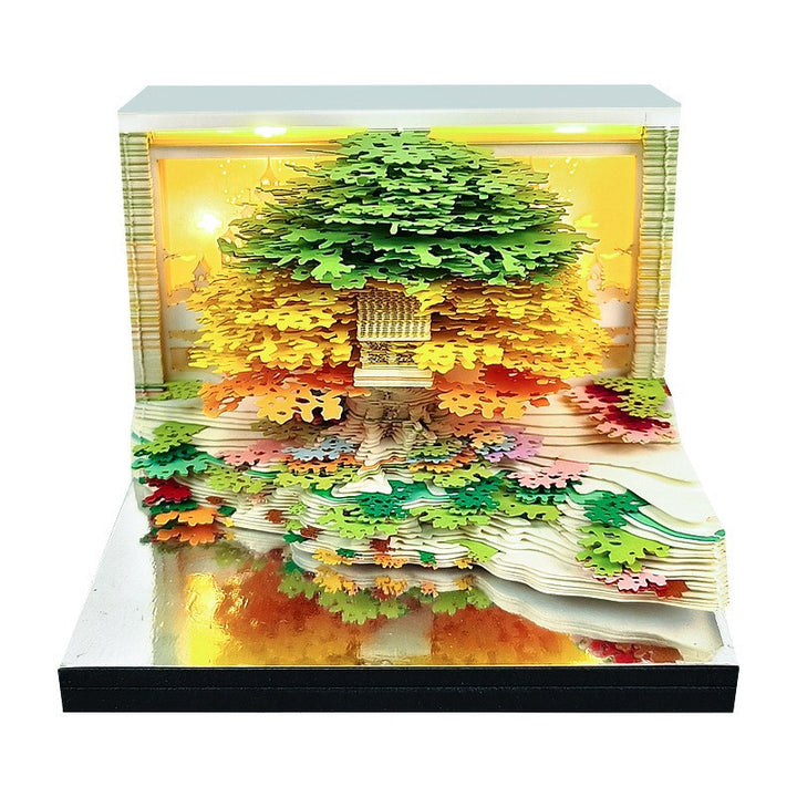Handcrafted Layered Diorama Led Lightbox With Pop-Up Maple Tree Scene