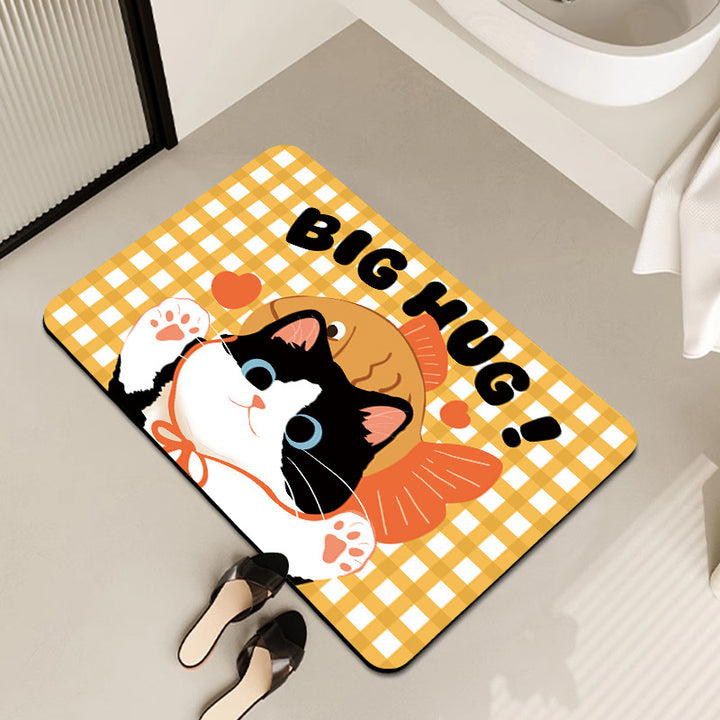 Decorative Floral Print Bath Mat Bowlift