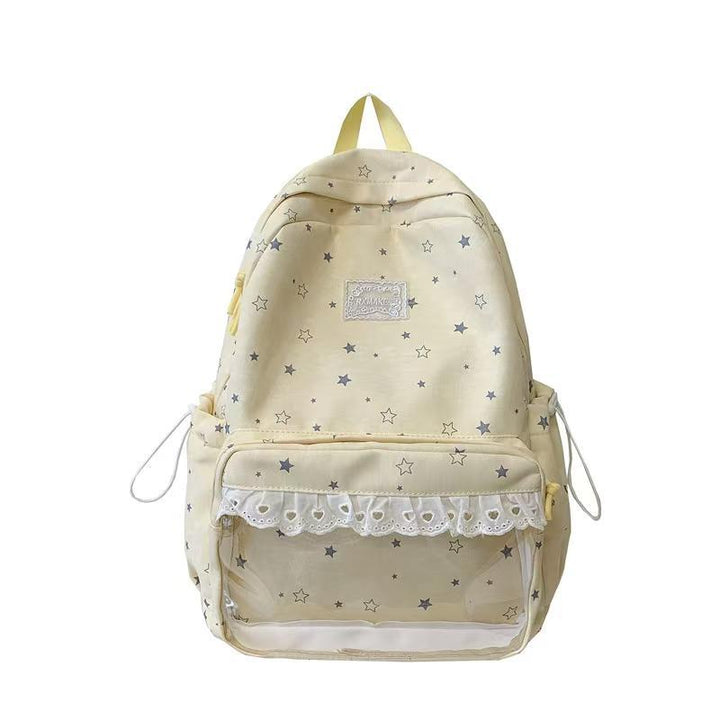 Star-Patterned Casual School Backpack Bowlift