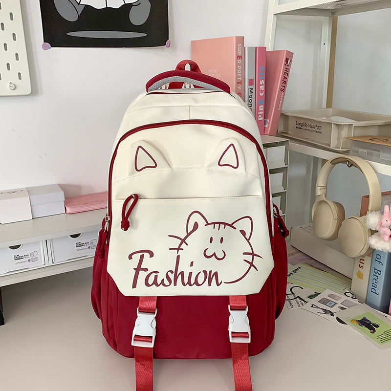 Backpack with Cute Cat Ears and Practical Compartments Bowlift