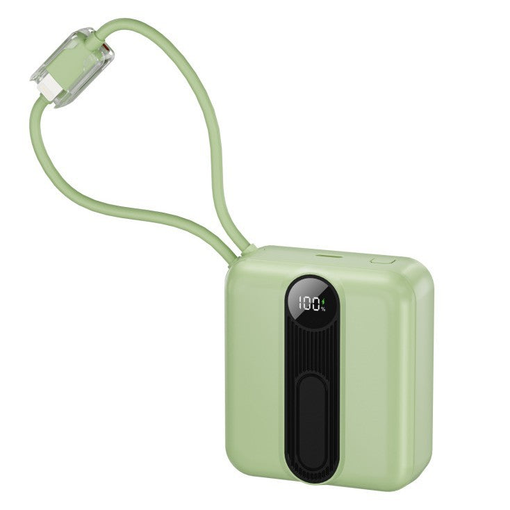 Portable power bank with integrated fast charging cables and digital charging status indicator Bowlift