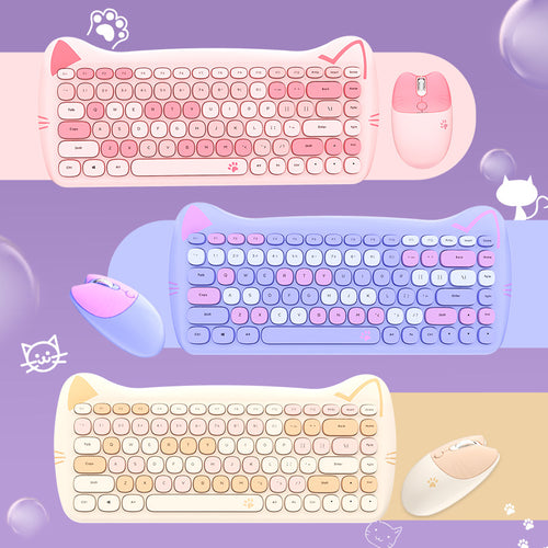 Cute Themed Wireless Keyboard and Mouse Set Bowlift