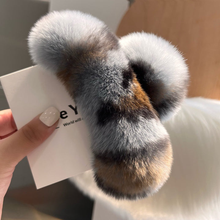Plush Faux Fur Hair Claw Clip Bowlift