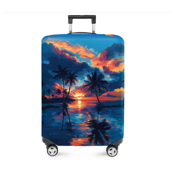 Unisex non-elastic suitcase cover with mandala motif, stretch protective cover for telescopic handle and wheels Bowlift