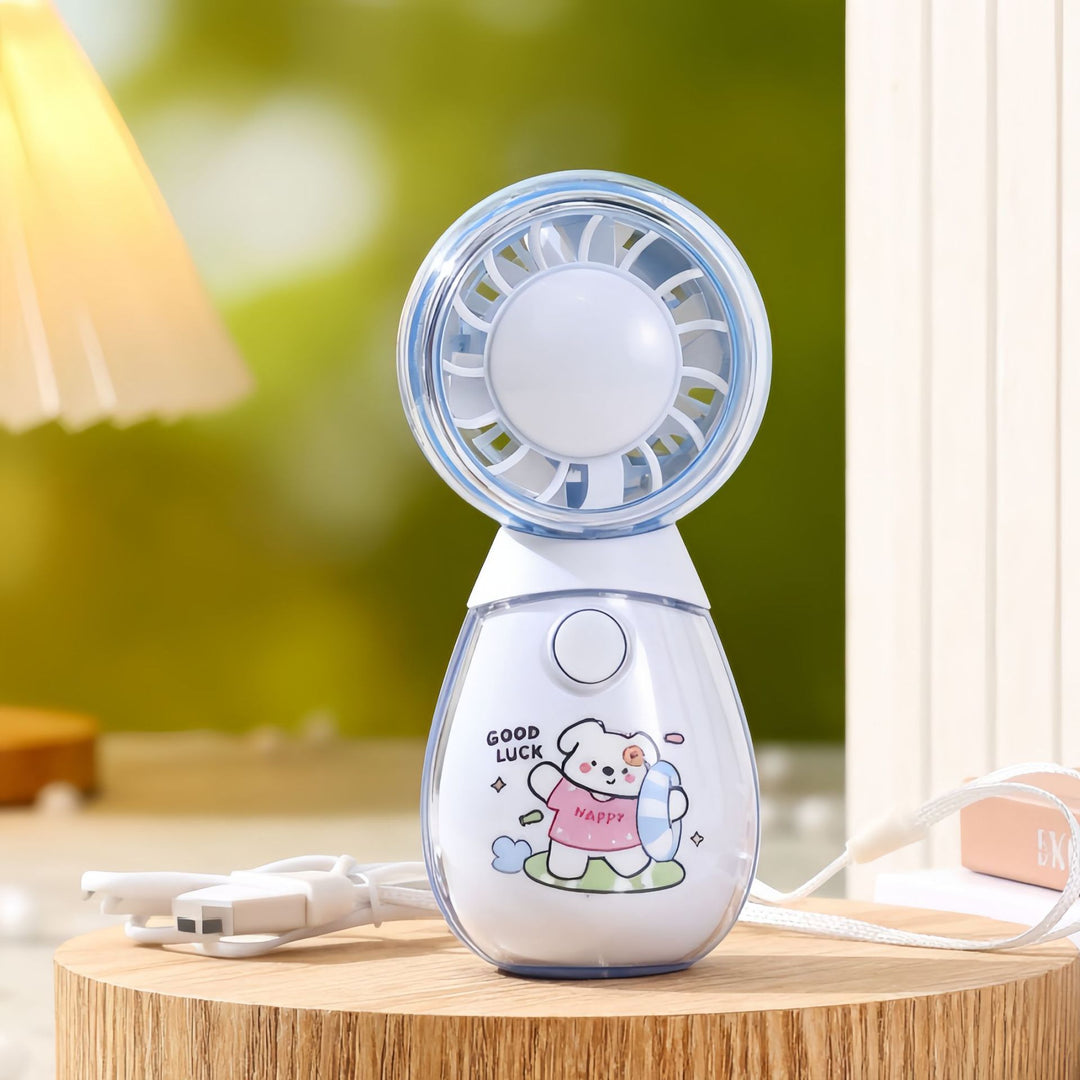 Ladies portable hand fan with misting air function and cute animal design Bowlift