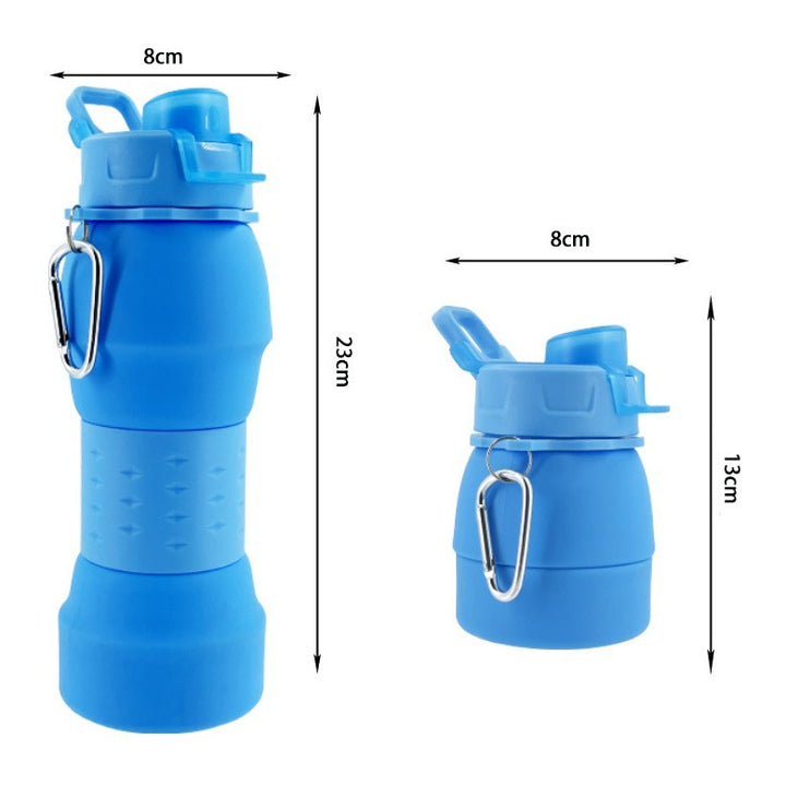 Unisex Silicone Water Bottle with Carabiner Hook and Folding Mechanism Bowlift