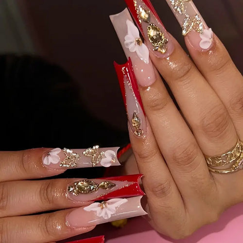 Glamorous Decorative Long-Length Press-On Nails Bowlift