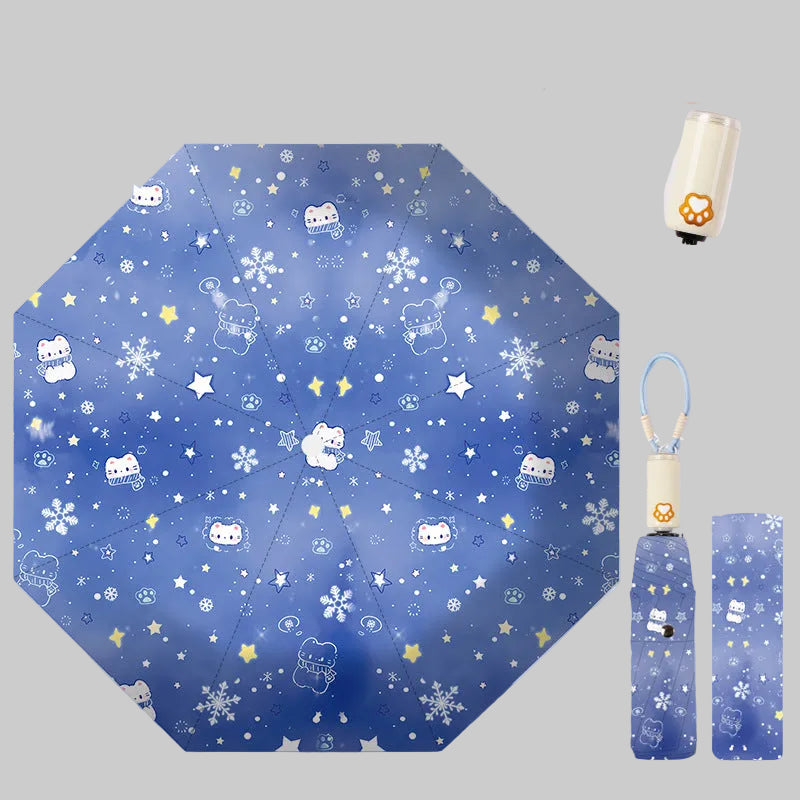 Ladies folding umbrella with playful animal motif and practical handle Bowlift