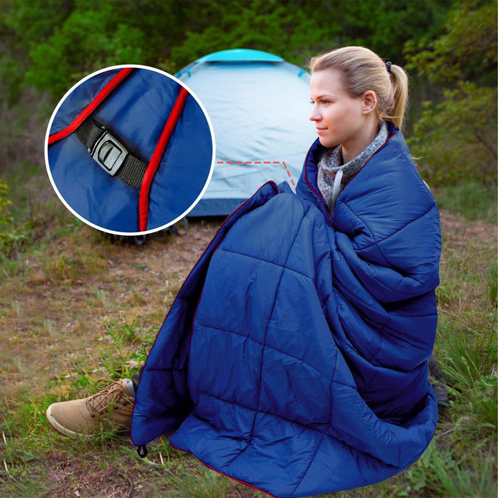 Unisex portable blanket with innovative compression design Bowlift