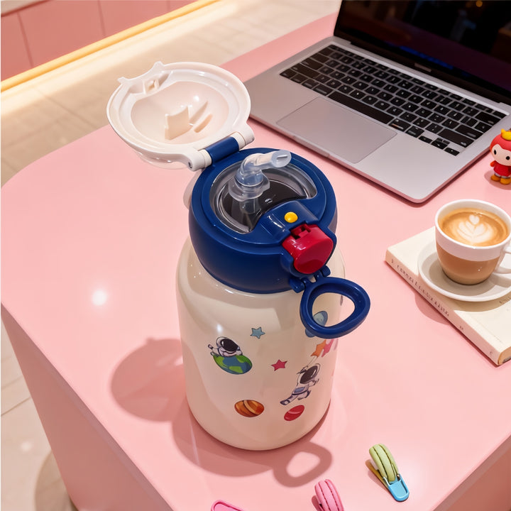 Women's insulated drinking bottle with planet-shaped stickers Bowlift