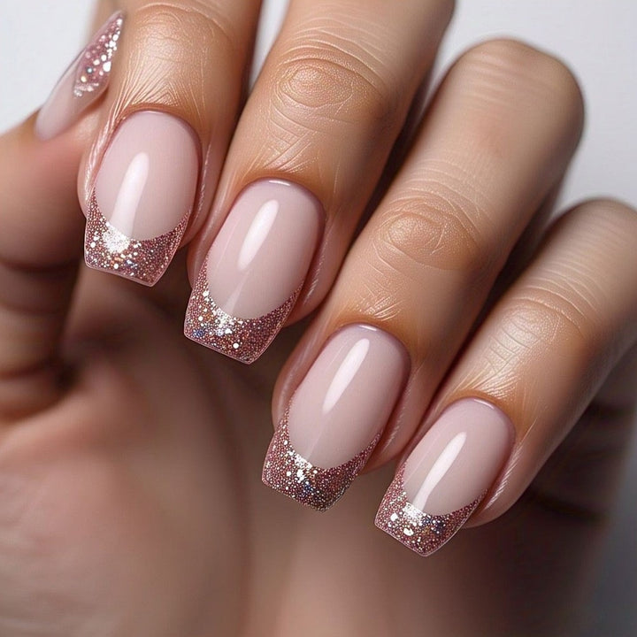 Artificial nails in elegant French tip design Bowlift