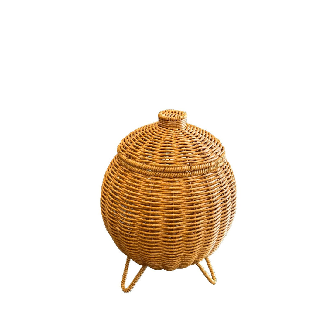 Women artfully woven storage pot Bowlift