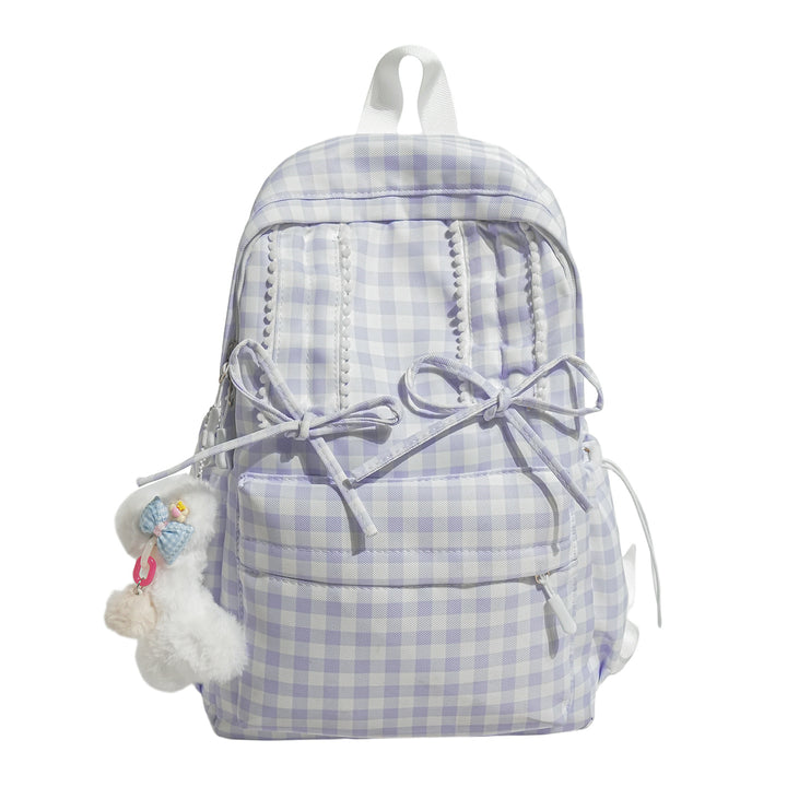 Charming Checked Pattern Backpack Bowlift