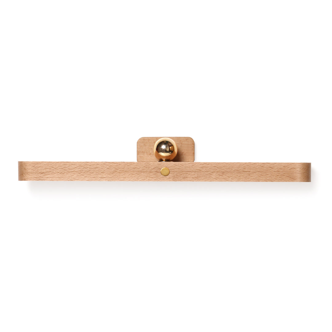 Minimalist Floating Wall Lamp with Brass Ball Accent in Solid Beech Wood Bowlift